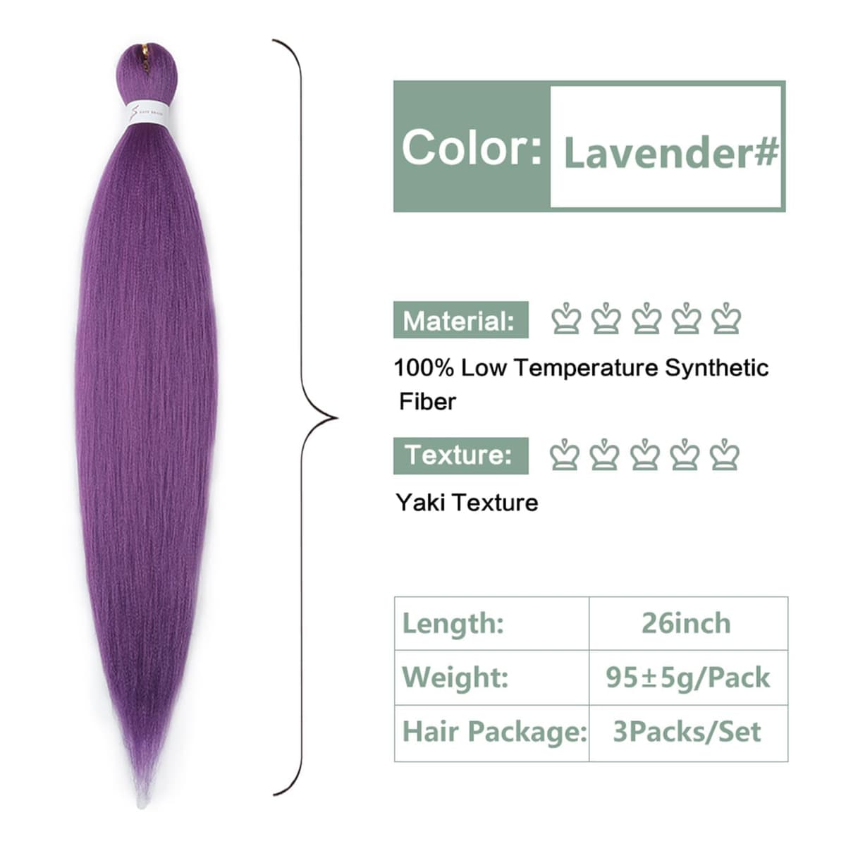 YDDM Capelli Per Treccine Africane Morado Extension Treccine Texture Yaki Easy Install per Principianti 26 Pollici 3 Pezzi Capelli Leggeri e Naturali per Box Braids, Twist e Crochet — view 2