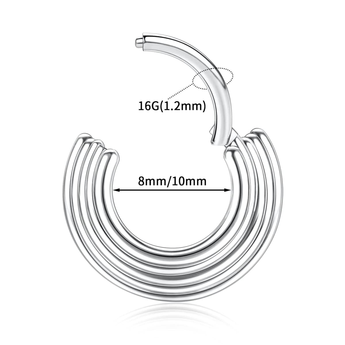 hengkaixuan 16G Septum Nose Rings Hoop Daith Earrings Surgical Steel Septum Clicker Ring Hirned Segment Seamless Clicker Ring Conch Hoop Ring Unisex Earrings Hoop Daith Piercing Jewellery — view 2