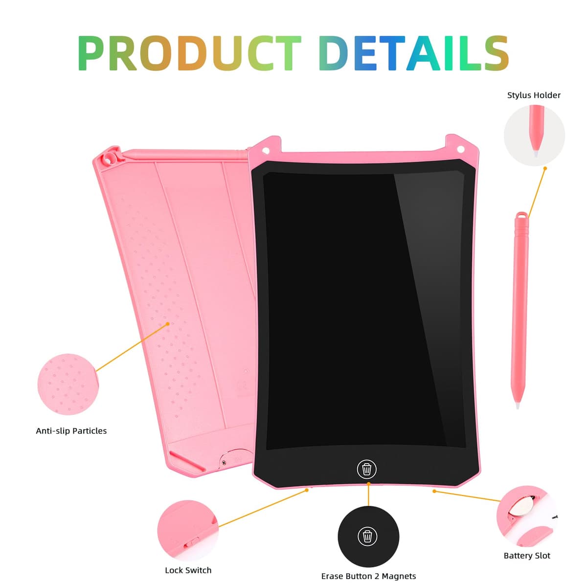 Regalo Niña 2 3 4 5 6 7 8 Años,PINKCAT 2 Pack Tableta Gráfica 8,5 Pulgadas Juegos de Viaje Juguetes Niños Pizarra Magica Viaje Tableta de Escritura Digital Electrónica Borrable Tablet para Dibujar — view 2