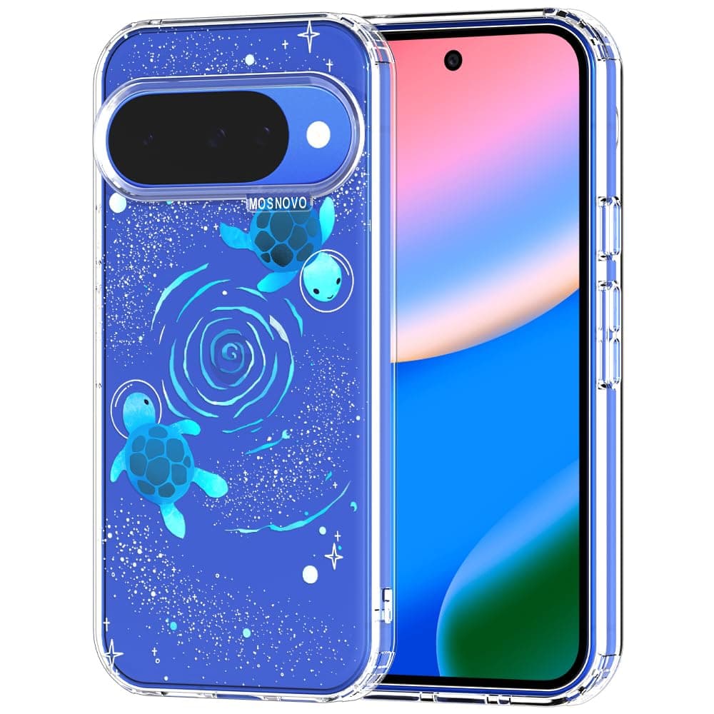 MOSNOVO Case for Google Pixel 9 & Pixel 9 Pro, [Buffertech 6.6ft Military-Grade Drop Protection] [Anti Peel Off Tech] Clear TPU Bumper Phone Case Cover Design - Eucalyptus — view 22