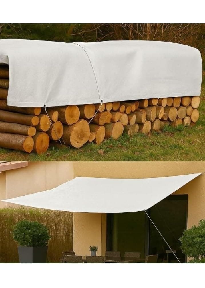 Toldo Reforzado Impermeable, Lona Multiusos con Ojales, 90 Gramos, Multicolor (Blanco, 4X5) — view 3