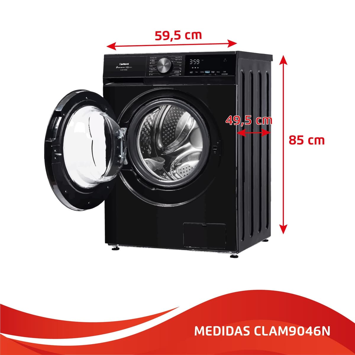 Corberó - Lavadora Premium 9kg | CLAM9046N | 1350 rpm | Motor Inverter | Función Vapor| Función Eco | Incio Diferido | Lavado Rápido 15 min | Display Touch | Negro — view 5