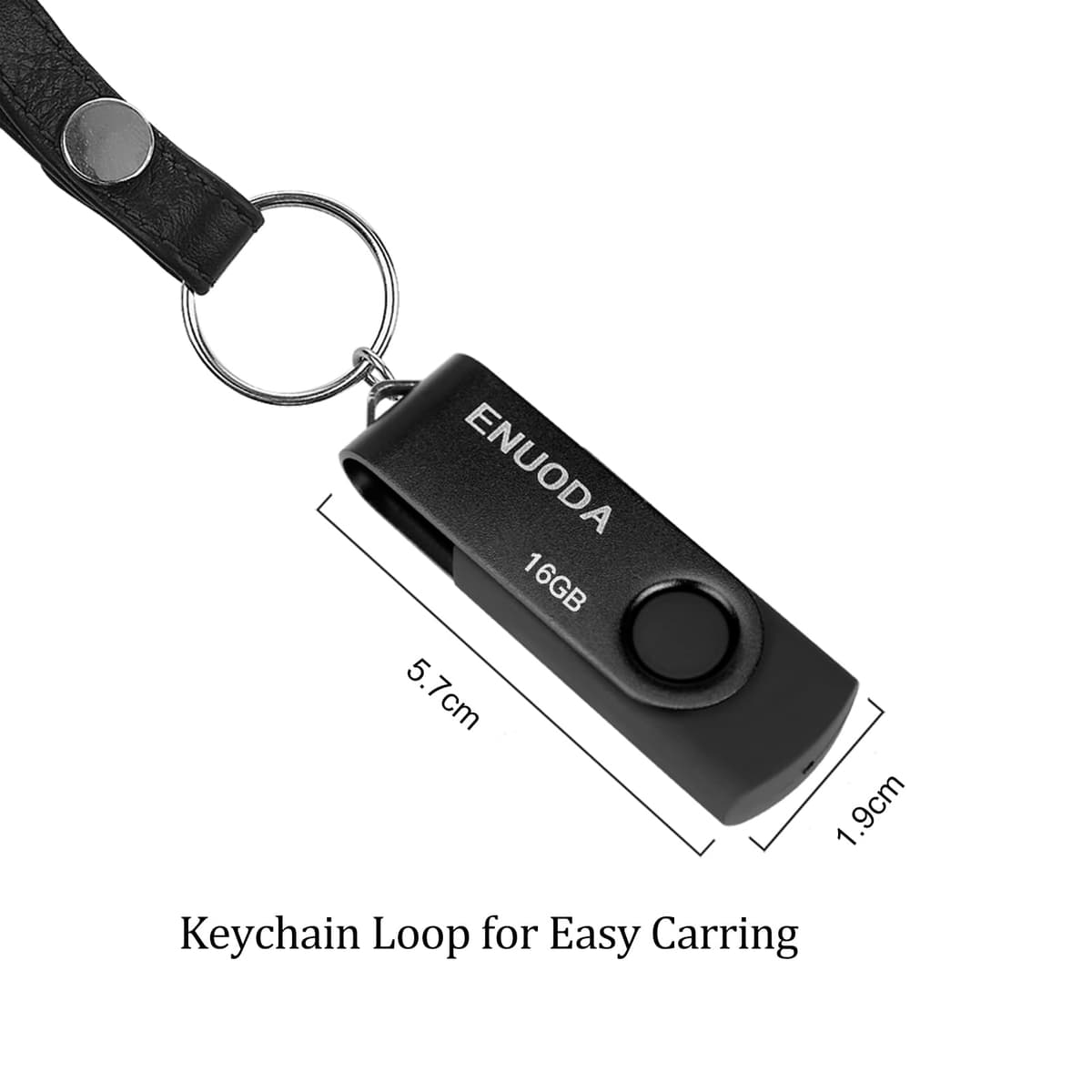 ENUODA 16GB USB Stick 1 Pack Memory Stick USB 2.0 Flash Drives Swivel Design Pen Drive for Data Storage Thumb Drive with LED Light (Black) — view 6