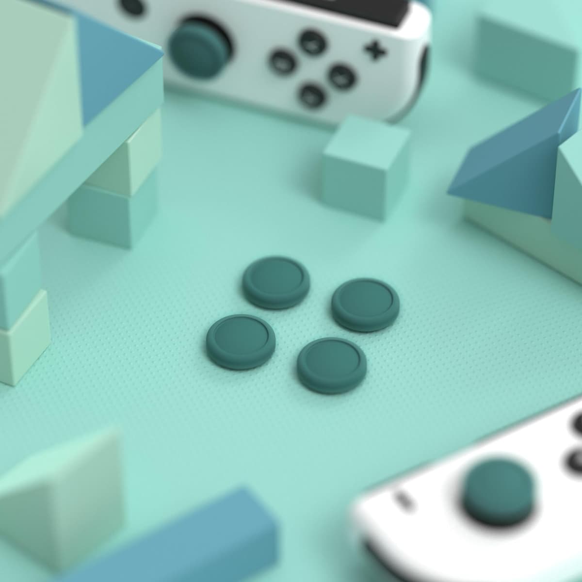 eXtremeRate PlayVital Switch Joystick Caps - Silicone Analog Cover for Switch OLED Joycon Thumb Grip Rocker Caps - Hunter Green — view 5