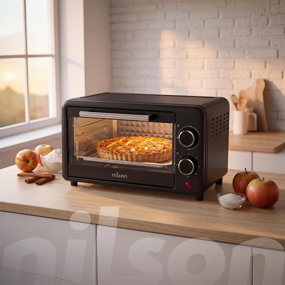 Horno de Sobremesa 10 L, Compacto, 1000 W, Control Mecánico, NHS1000N, Termostato Ajustable, Temperatura Máxima 230º, Temporizador 60 min, Incluye Bandeja Esmaltada y Rejilla Metalica — view 2