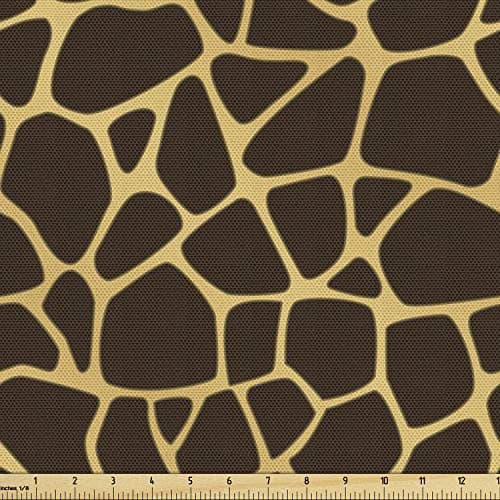 Ambesonne Giraffe Fabric by The Yard, Abstract Animal Skin Modernized Prehistoric Motifs Design Illustration, Decorative Fabric for Upholstery and Home Accents, 3 Yards, Dark Brown