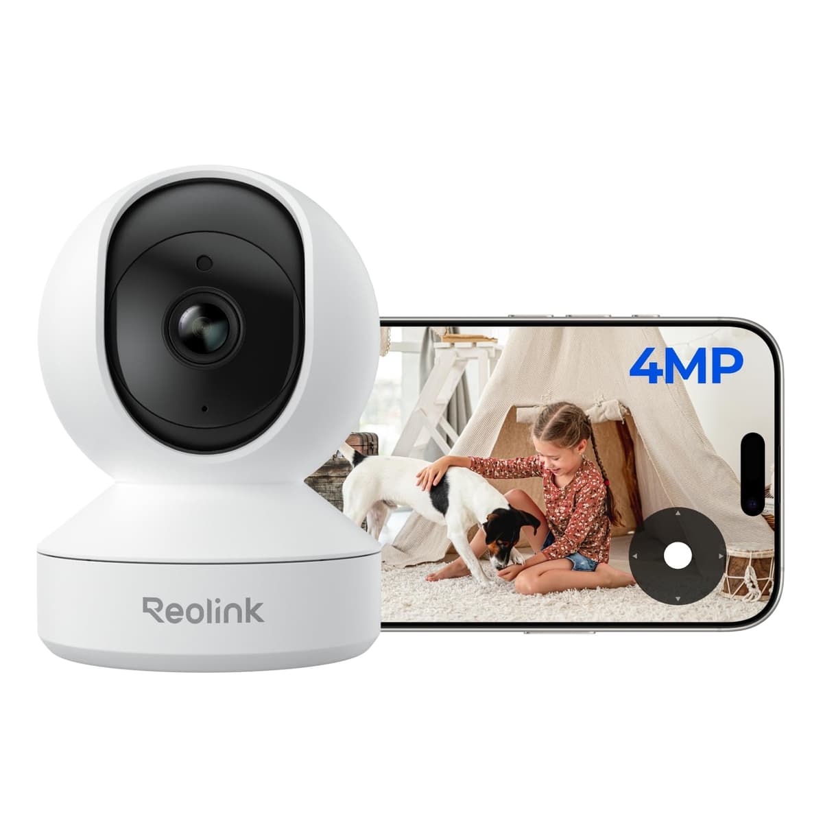 Reolink E1 4MP Indoor WiFi Security Camera - 360° Pan/Tilt Auto Tracking Baby Pet Monitor, AI Person/Pet/Cry Detection, 2-Way Talk, Night Vision, Local Storage, No Subscription, Works w/Alexa & Google