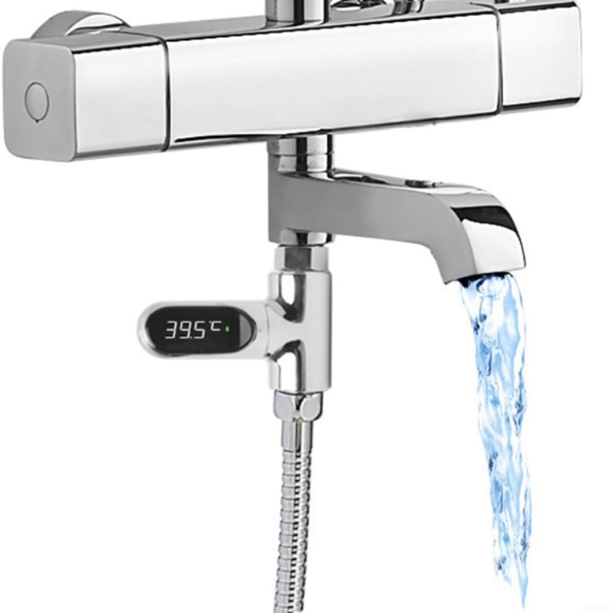 No Battery LED Water Thermometer, Real-Time Digital Temperature Display 5-85 Shower, for 360 Rotatable Monitor Compatible with Standard(First generation) — view 3