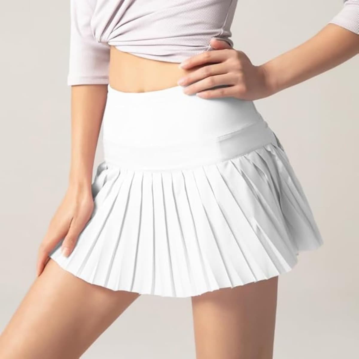 Falda de tenis plisada para mujer con bolsillos, falda de golf atlética de cintura alta con pantalones cortos para entrenamiento, pickleball — view 3