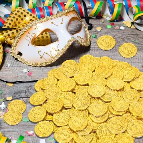 120PCS Gold Coins 1.4in Plastic Fake Pirate Treasure Coins Party Supplies — view 4