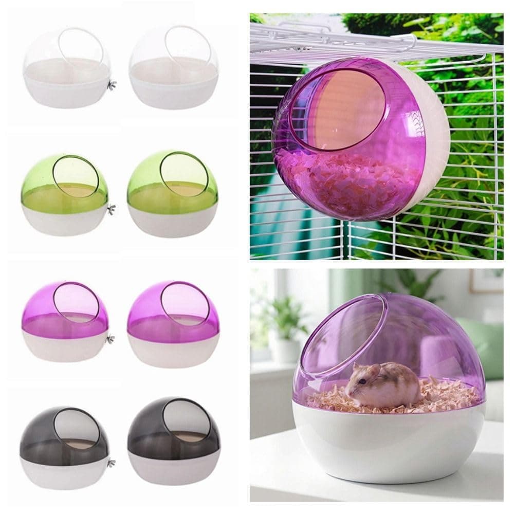 Baño de arena para hámster, bañera de animales pequeños, inodoro transparente para hámster (verde no colgante) — view 3