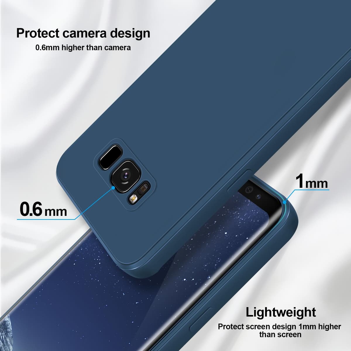 GiiYoon Case Compatible with Samsung Galaxy S8, Silky-Soft Touch Full-Body Protective Phone Silicone Case, Shockproof Cover with Microfiber Lining, Blue — view 3