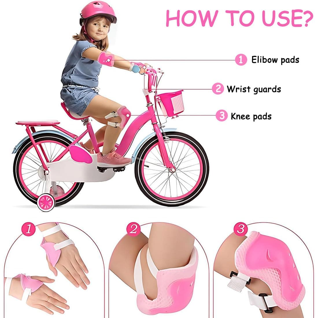 UIEXAY Equipo De Protección Infantil 6 Piezas, Protecciones Patines Niña Incluye Casco Rodilleras Coderas Y Muñequeras para Ciclismo Monopatín Patinaje Y Otros Deportes, Protecciones Patines — view 2