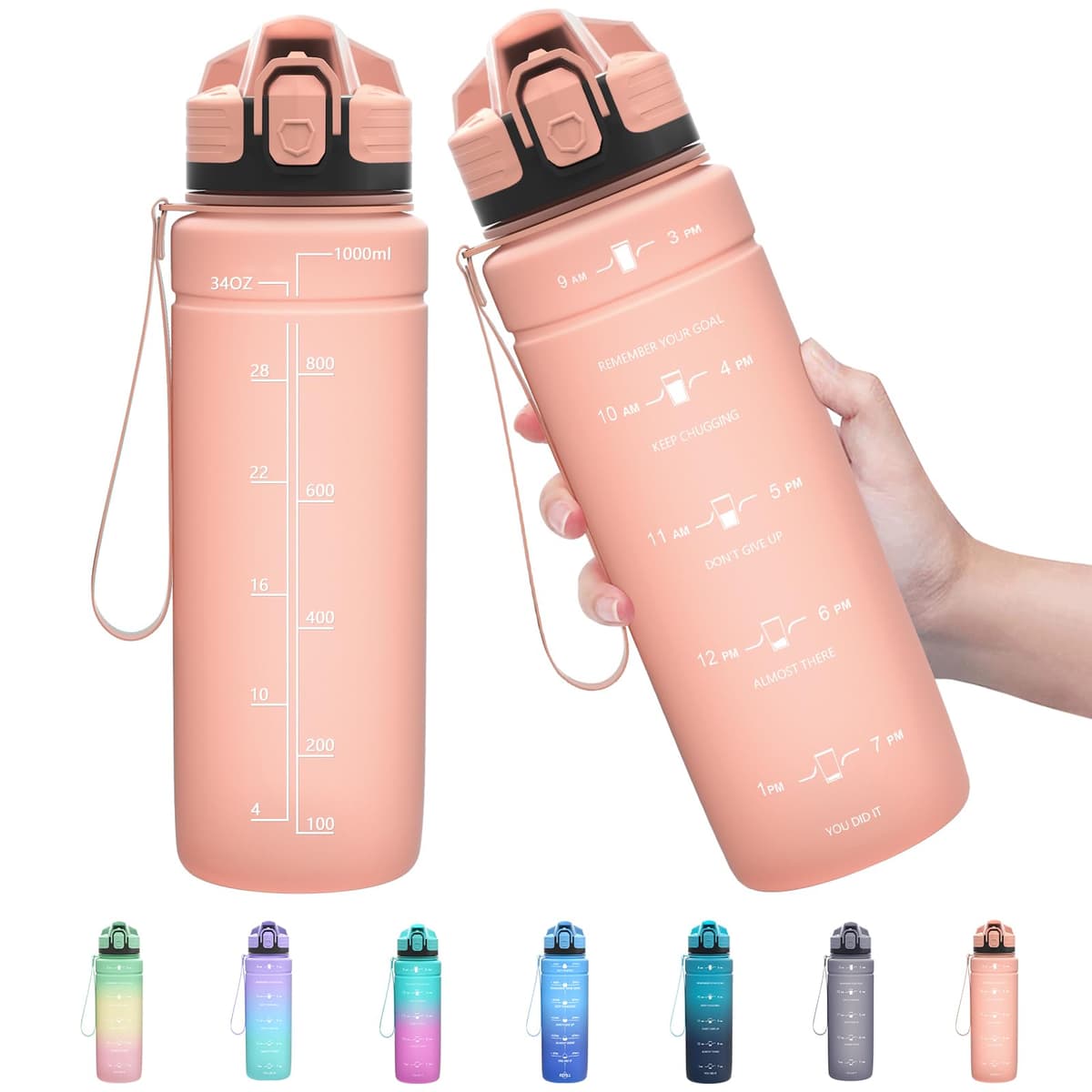 ZOUNICH Botella Agua Deporte, Botella Agua Niños sin BPA Reutilizable Plástico Tritan - 500 ml / 700 ml / 1 l, Cantimploras para Te con Filtro, para Infantil, Gimnasio, Bicicleta — view 9