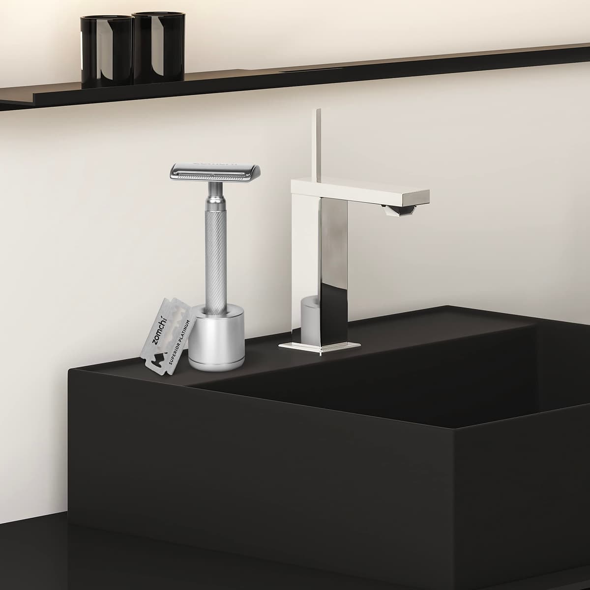 Maquinilla de afeitar de seguridad de doble filo con soporte en plata, maquinilla de afeitar clásica para hombre con 10 cuchillas, construcción de acero inoxidable duradera y duradera — view 8