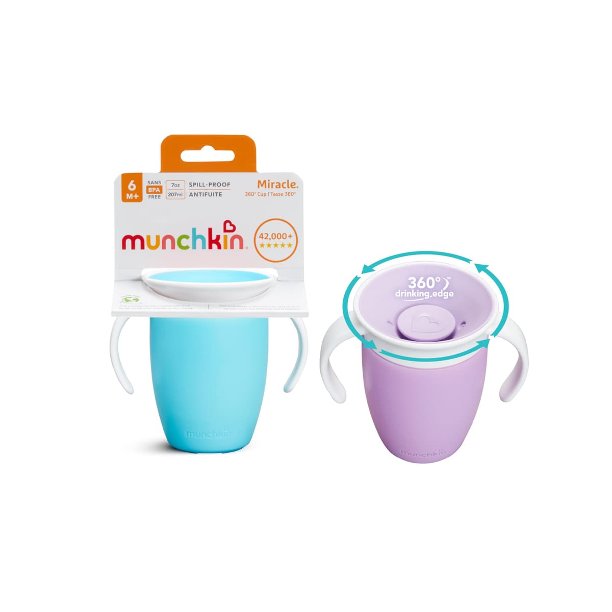 Munchkin Miracle 360 Sippy Cup | Trainer Toddler BPA Free Baby & Toddler Cups w.Handles | Non Spill | Dishwasher Safe Baby | Leakproof | 6+ Months| 7oz/207ml | 2 Pack | Blue/Green — view 16