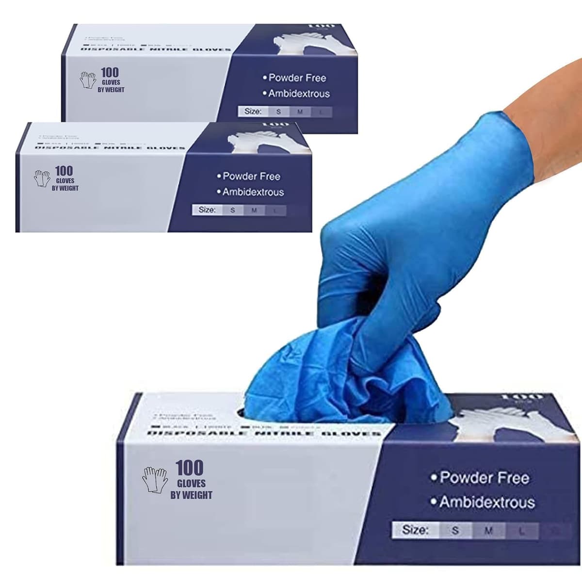 PRAIMA Surgicals Powder Free Nitrile Gloves, Food Grade, Hand Disposable Gloves - 100 Count - Blue (100, Large) — view 8