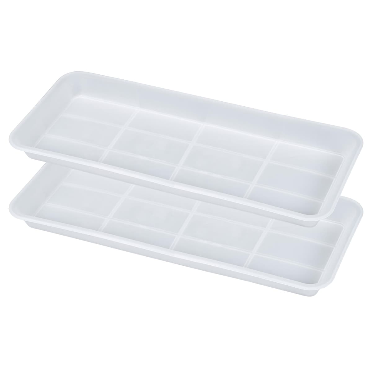VUWEZ 2 Pack Plastic Plant Trays, Rectangular 17 18 inch, Indoor/Outdoor Plant Water Drip Trays for Flower Pot Planter, Windowsill (7.8 x 17.5'', Brown) — view 2