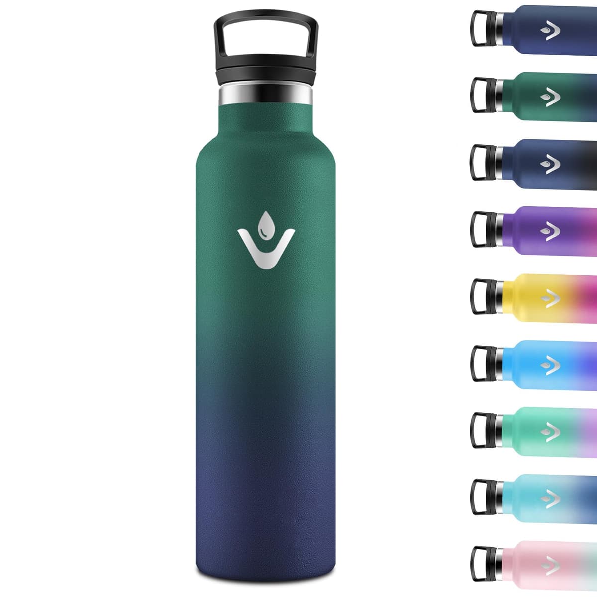 Motswedi Botella agua Termica, 1000ml Doble Aislamiento, Botella Termica 1 litro, Mantener 12H Caliente/24 Frío, Cantimplora, a Prueba de Fugas, Thermoflask, para Viaje, Exterior, Verde & Azul