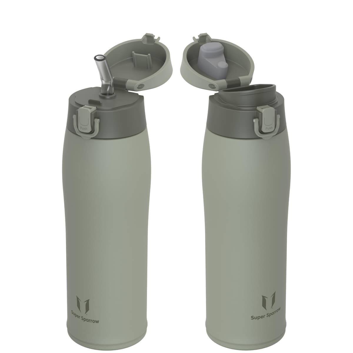 Super Sparrow Insulated Water Bottle - Travel Mug - 500ml, 750ml，950ml - Stainless Steel Water Bottles - BPA Free - Leakproof Metal Bottles - Includes 2 Lids, Straw Lid & Spout Lid — view 14