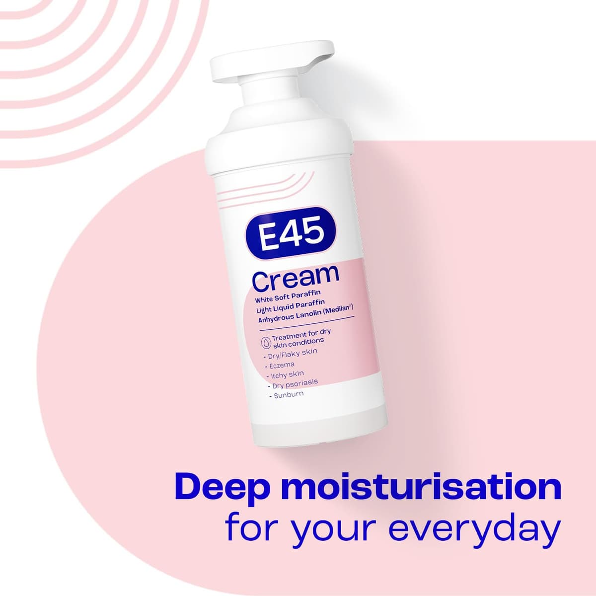 E45 Moisturising Cream 500g - Emollient Lotion for Dry, Itchy & Sensitive Skin - Soothing Eczema Relief Cream - Non-Greasy, Fast Absorbing, Dermatologically Tested Formula — view 2