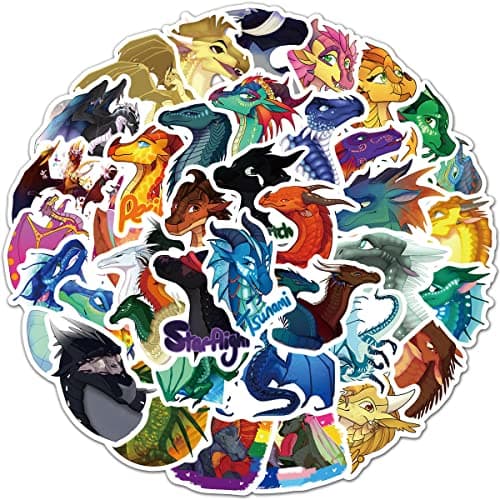 60PCS Wings of Fire Dragon Stickers Pack Manga Character Sticker for Water Bottle Laptop Skateboard Journal, Waterproof Vinyl Cool Decals for Teens Adults Party Supplies