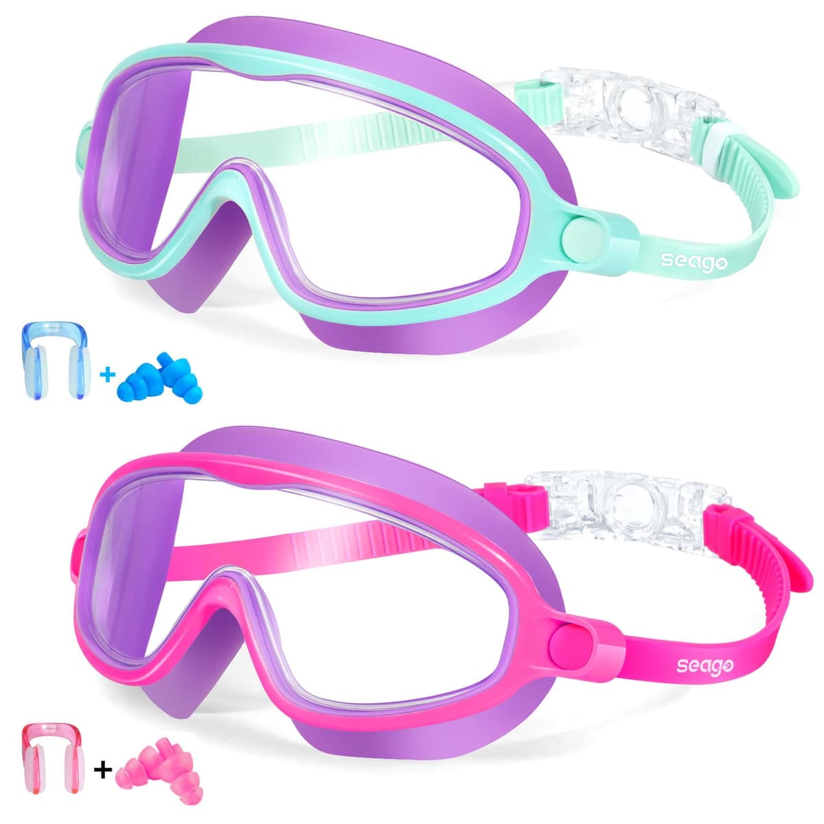 Seago Swim Goggles 2 Pack Anti-Fog Anti-UV Wide View Swimming Goggles for Kids 3-14 — view 11