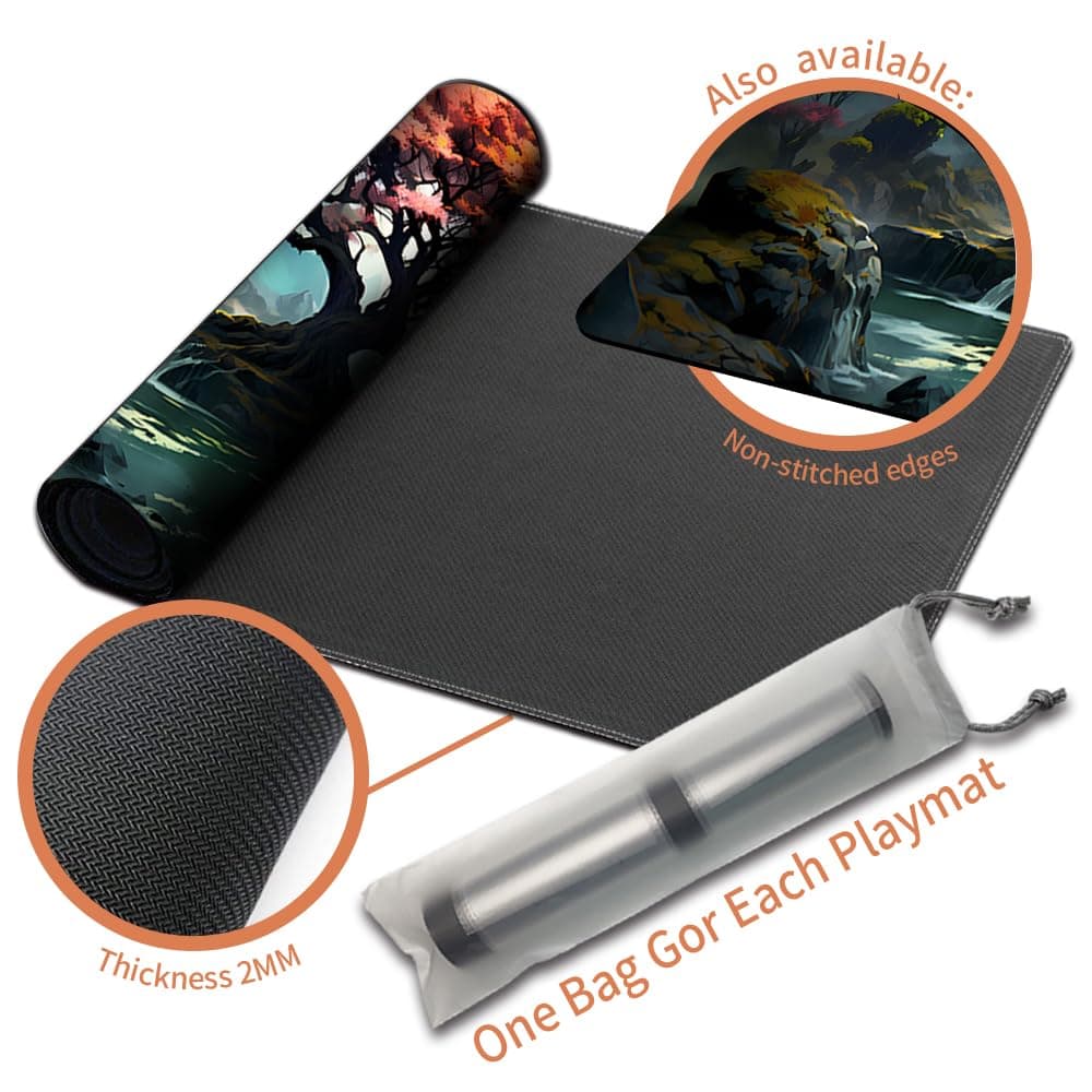 Juego de mesa MTG alfombrillas de juego + bolsa impermeable gratis, bordes biselados, superficie de goma lisa, MTG PlayMat with Zones(An Original Black Lotus Playmat) (Pink Tree — view 5