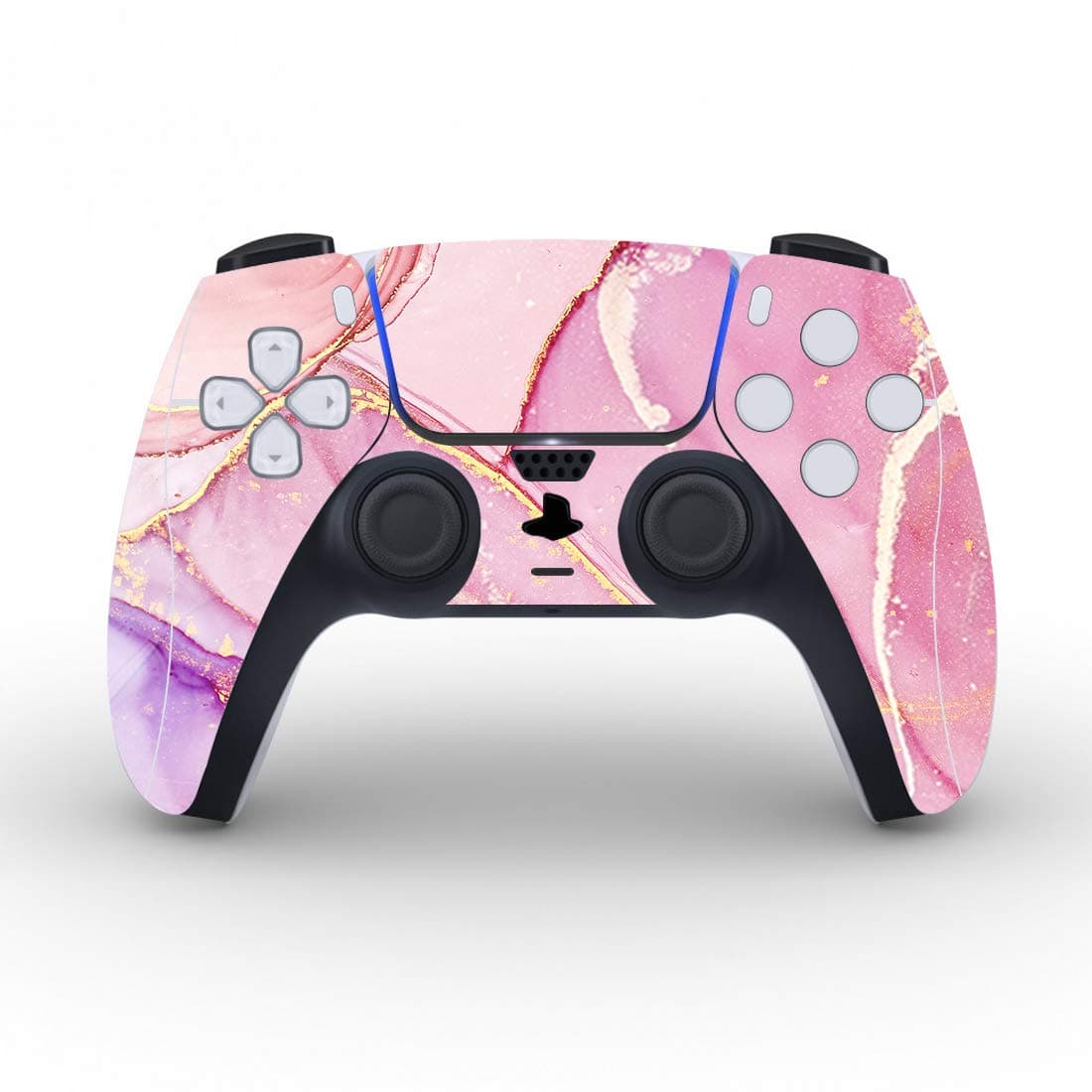 PlayVital Calcomanía Vinilo para ps5 Edición Disc - Pegatina Completa para Consola, Control, Base de Recarga, Control Remoto y Audífonos, Cubierta Protectora Adhesiva(Efecto de Mármol Dorado Rosa) — view 3