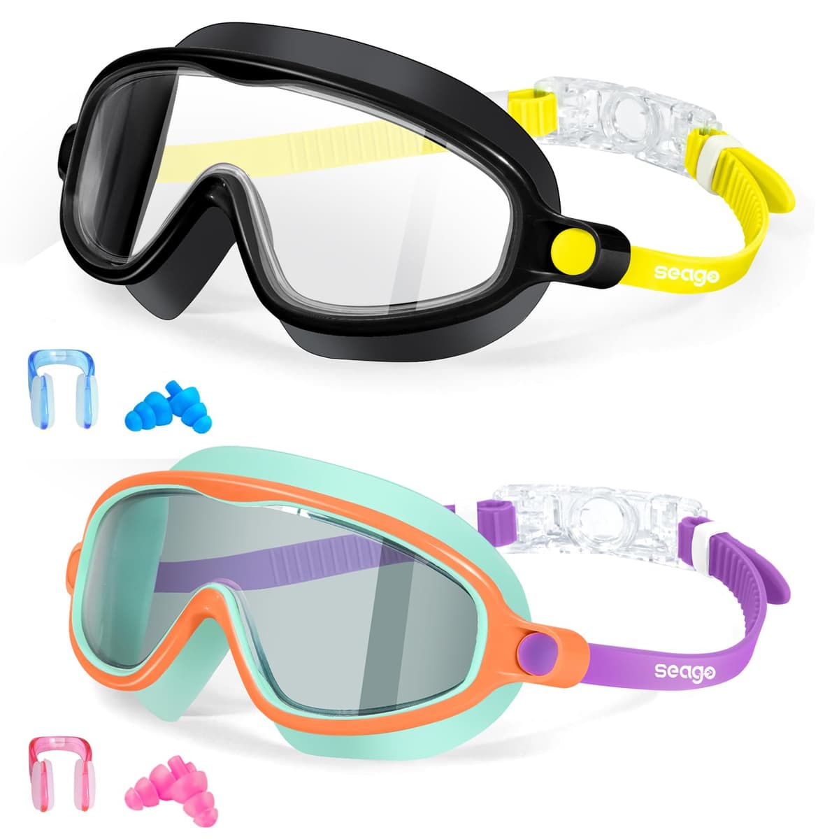 Seago Swim Goggles 2 Pack Anti-Fog Anti-UV Wide View Swimming Goggles for Kids 3-14 — view 9