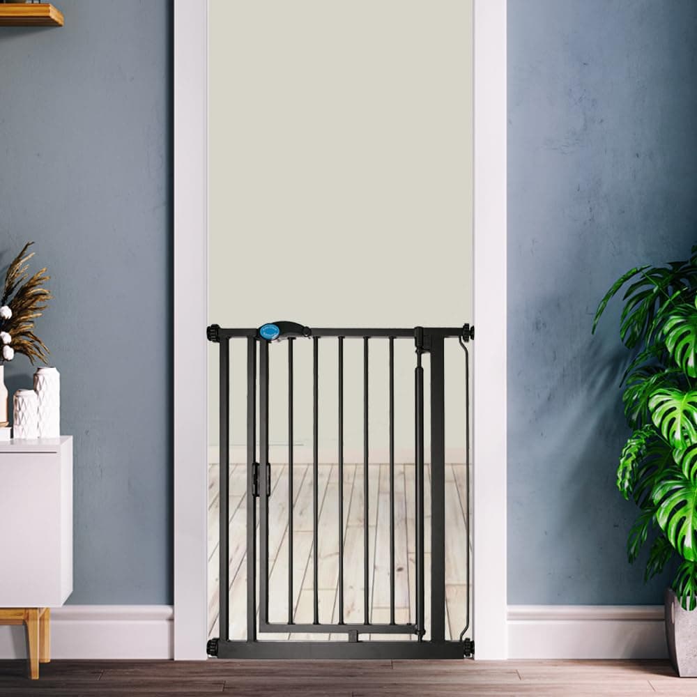 Safetots Pressure Fit Self Closing Stair Gate, Narrow, 68.5cm - 75cm, Matt Black, Auto Closing Baby Gate, Safety Barrier for Toddler, Easy Installation — view 2