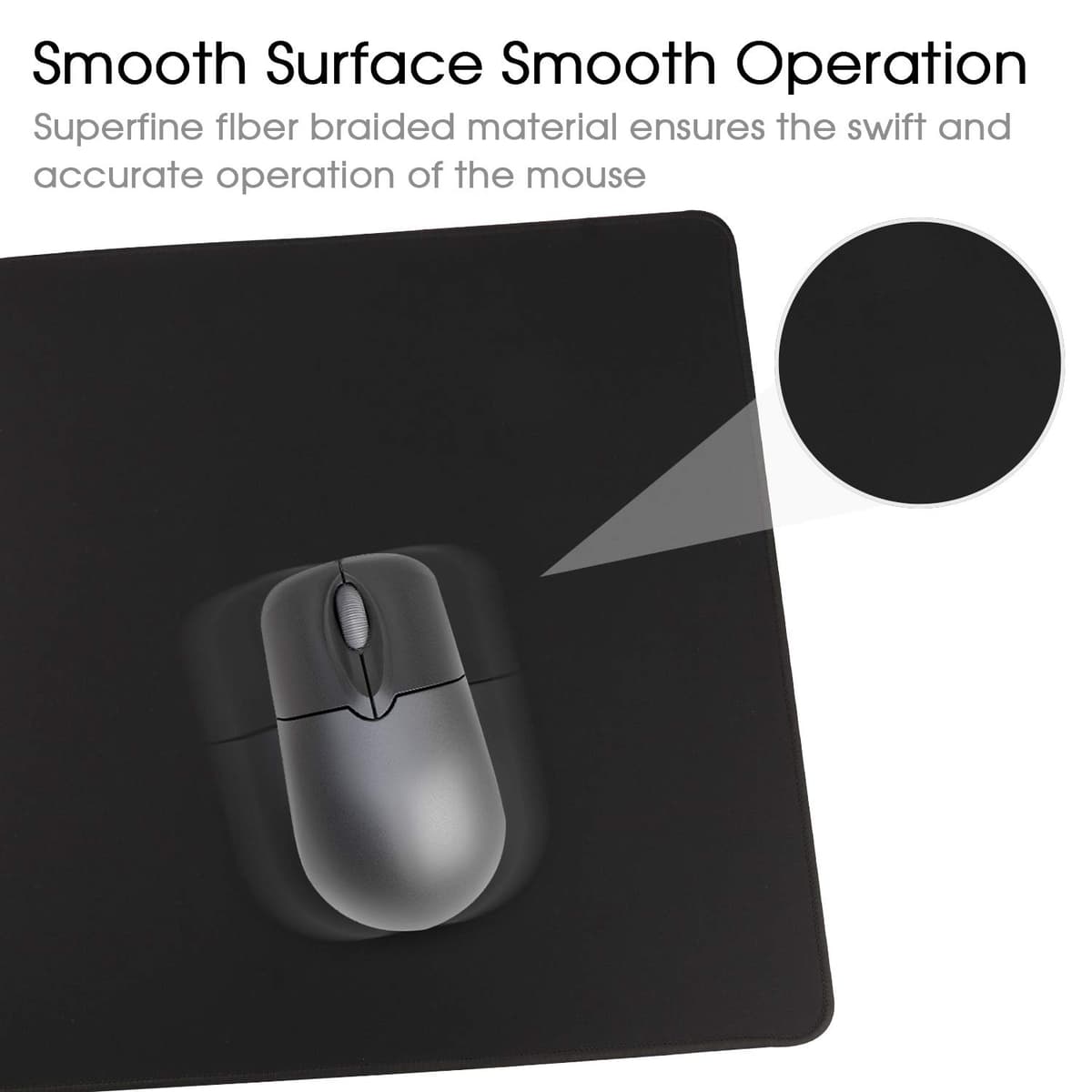 HIHUHEN Mouse mat/Large Mouse Pad 600x300x3 mm | XL mousepad | desk mat/Gaming Mouse pad | improved precision and speed | rubber base for stable grip on smooth surfaces | table pad(60x30 Black) — view 5