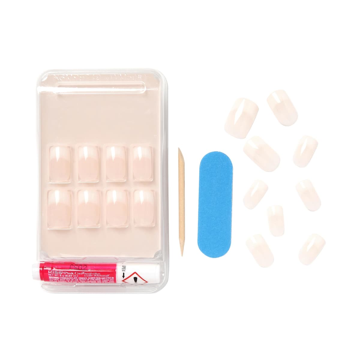 KISS Salon Acrylic French Nude Collection, Cashmere, Medium Length Nude Fake Nails, Includes False Nails, Nail Glue, Nail File, and Manicure Stick, 28 Count (Pack of 1) — view 10