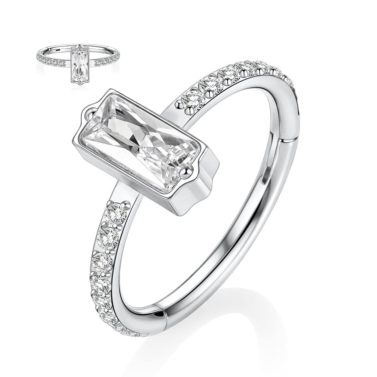 AROWRO 20G 18G 16G 14G CZ Nose Septum Rings Cartilage Conch Earring Hoop 316L Surgical Steel Conch Daith Helix Tragus Piercing Jewelry Septum Clicker for Women Men — view 12