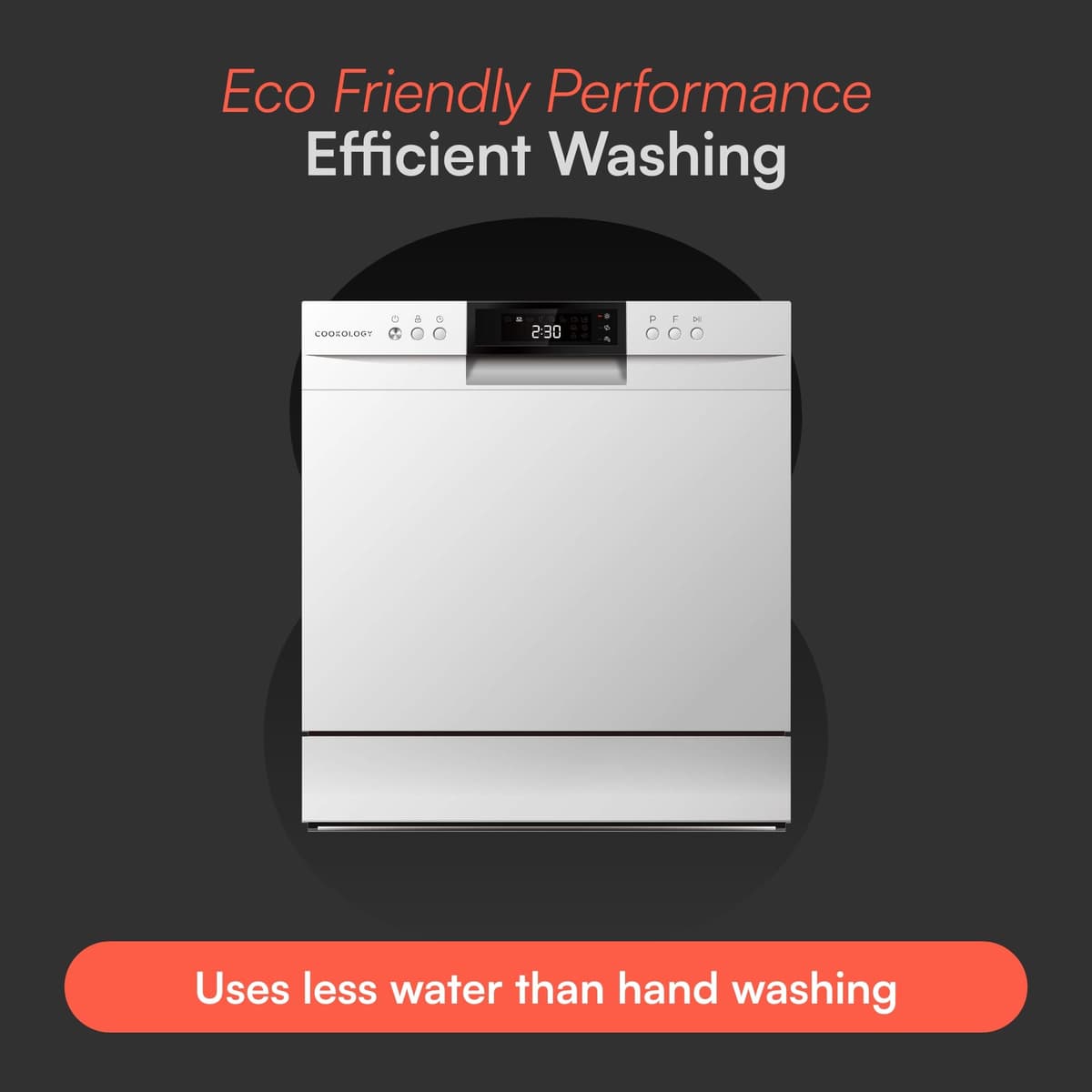 Cookology CTTD8WH Mini Counter Top Dishwasher in White - Compact & Portable - Tabletop Small Appliance - 8 Settings - 8 Wash Cycles - ECO Friendly Mode — view 5
