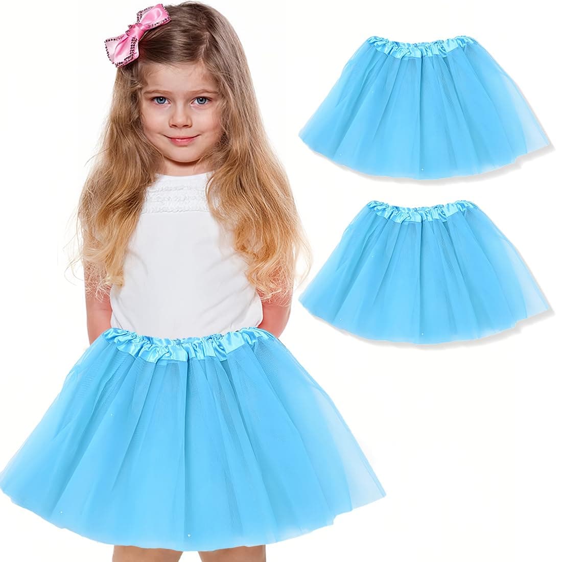 Paquete de 2 faldas de fiesta para niñas, disfraz de tutú, tutú de tul para fiestas de baile, enagua de ballet, verde — view 16
