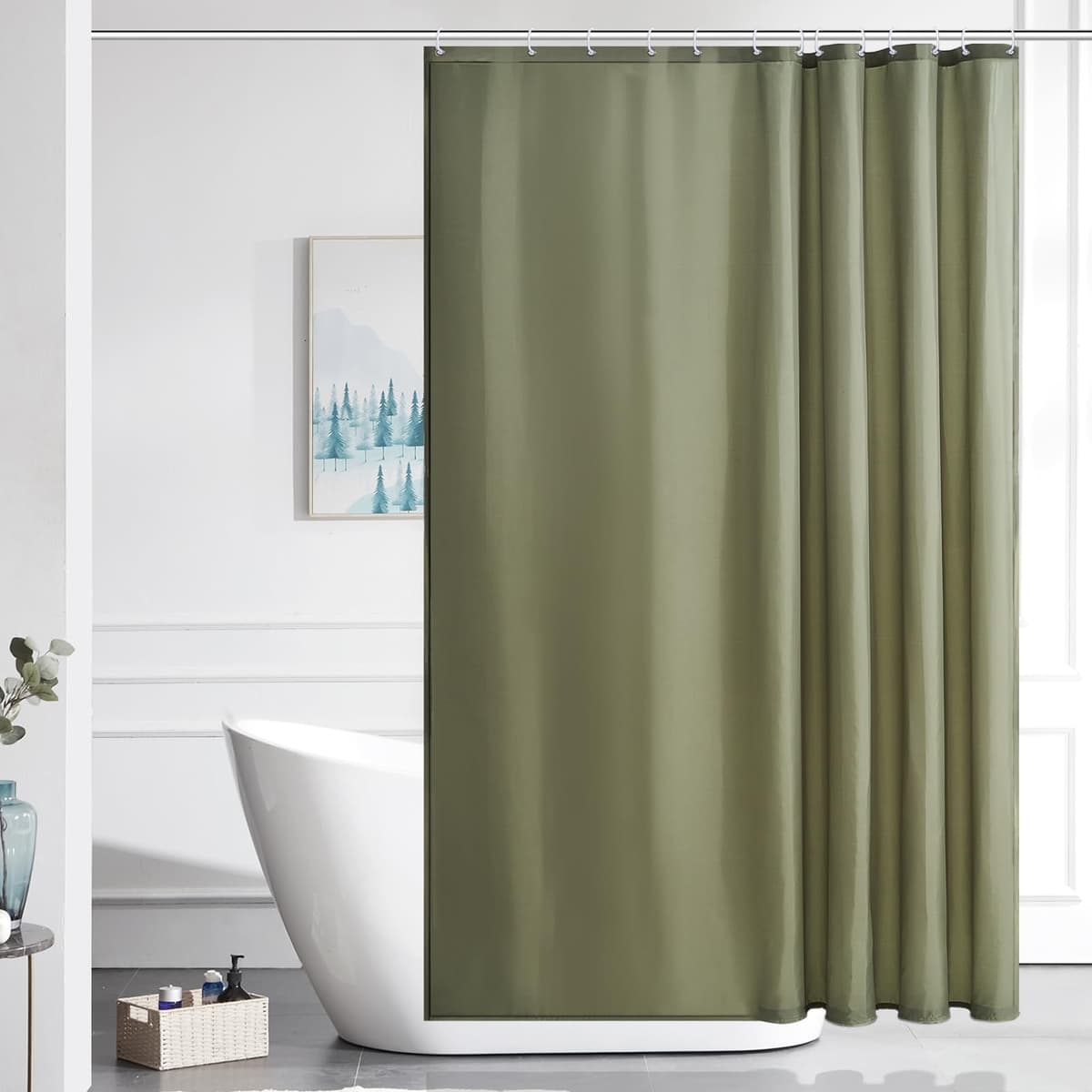 Furlinic Navy Shower Curtain Anti Mould Resistant Waterproof Bathroom Curtains Washable Polyester Fabric 90x180cm with Weight Tape for Bath Wet Room 35x72 Inch. — view 125