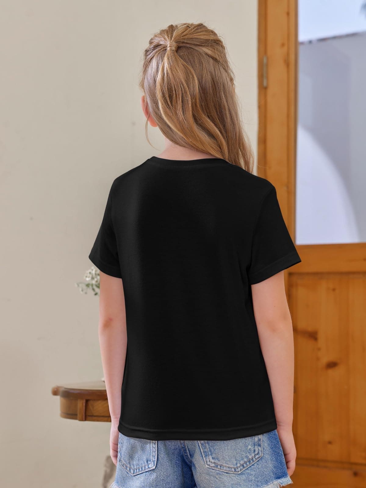 Haloumoning Camisetas de manga corta para niña, camisetas de verano, cuello redondo, informal, camisetas de gran tamaño — view 6