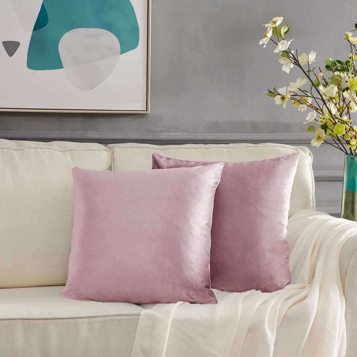 Gris Oscuro Terciopelo Almohada Cubre Caso Suave decoración Fundas de de cojín para sofá Dormitorio Coche Cama Casa Decor 30x50cm ，Pack de 2 — view 18