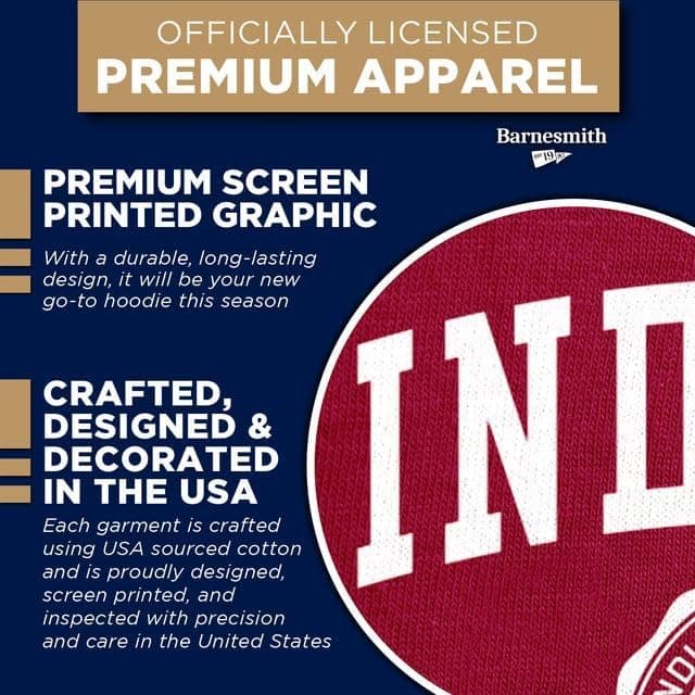 Barnesmith Hooded Sweatshirt, Unisex, Cotton/Poly Blend, Heritage Logo Medium Indiana - Cardinal — view 3