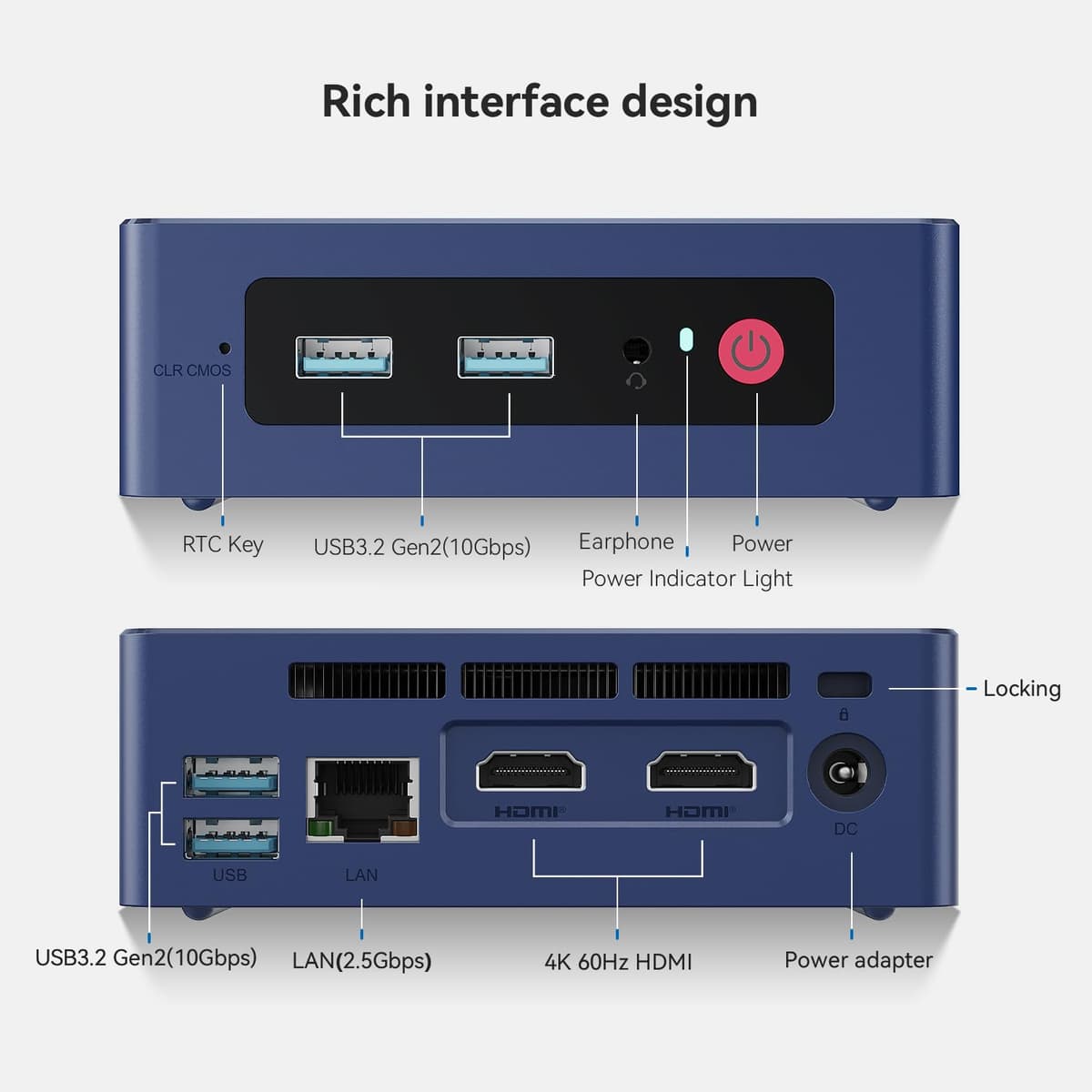 Beelink Mini PC 13th Gen Intel Alder Lake-N150 (up to 3.6GHz) MINI S13 Mini PC Windows 11 Home, 12GB LPDDR5 500GB SSD Business Mini Desktop PC, 4K Dual Display, HDMI/WiFi 6/BT5.2/RJ45 2.5G — view 9