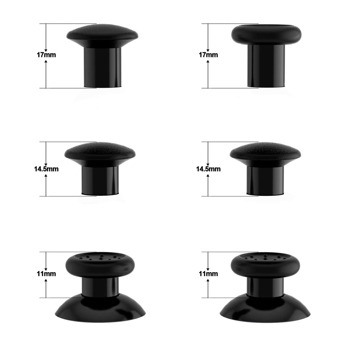 eXtremeRate ThumbsGear Joysticks Ajustables para Mando Xbox Series X S/One Elite/One S X - Joystick Ergonómico con Grip Convexo Cóncavo de 3 Alturas Thumbsticks para Xbox Control (Negro) — view 4