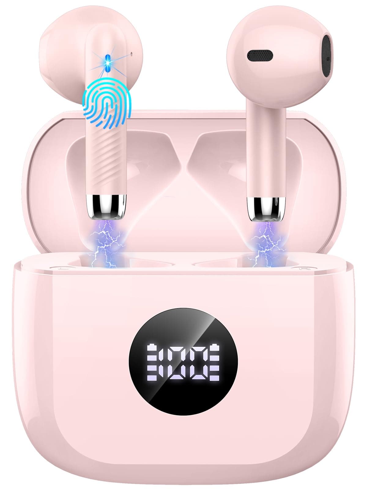 Wireless Earbuds, Bluetooth 5.4 Headphones in Ear with 4 ENC Noise Cancelling Mic, Bluetooth Earbuds 40Hrs Playtime, HiFi Stereo Deep Bass Wireless Earphones, IP7 Waterproof USB-C Fast Charge White — view 10