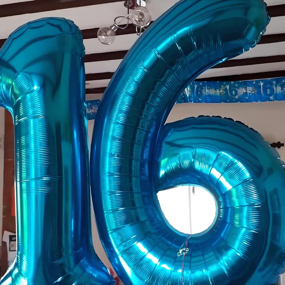 Foil Globo Número 5 Azul 40" (101cm), Inflable Helio o aire, Gigante Numeros 0-9, 10-19, 20-29, 30-100, Grande Globos Decoración para La Boda Aniversario y Cumpleaños Fiestas — view 98