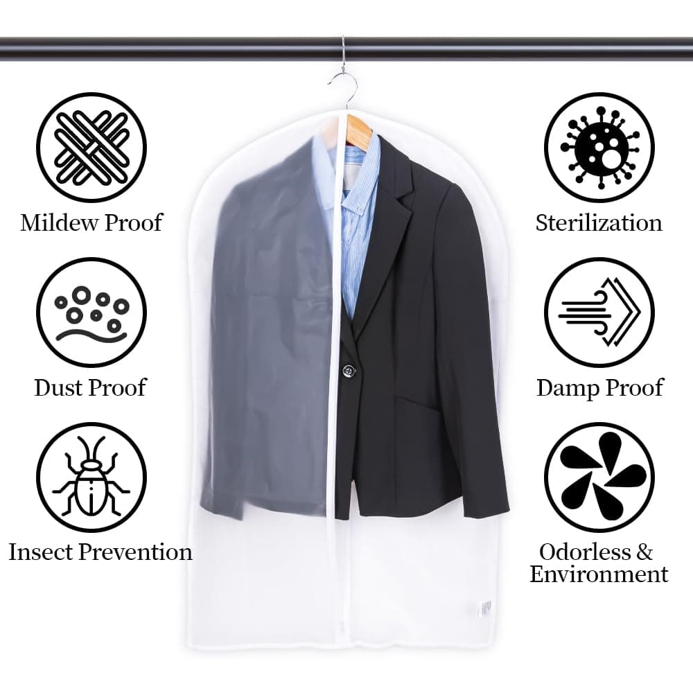 Niviy fundas ropa armario Juego 6 fundas transparentes para ropa de 60x100 cm tejido transpirable para almacenamiento de trajes vestidos abrigos americanas camisas vestidos de noche — view 3