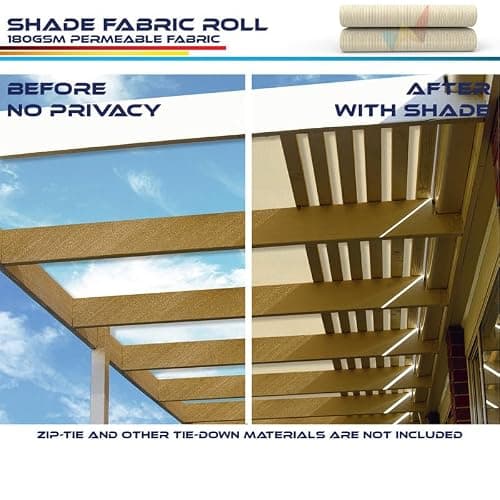 Windscreen4less 8'x50' Sun Shade Fabric Roll Shade Cloth Cover Wind Screen UV Block for Outdoor Pergola Patio Backyard Garden Greenhouse, Beige — view 2