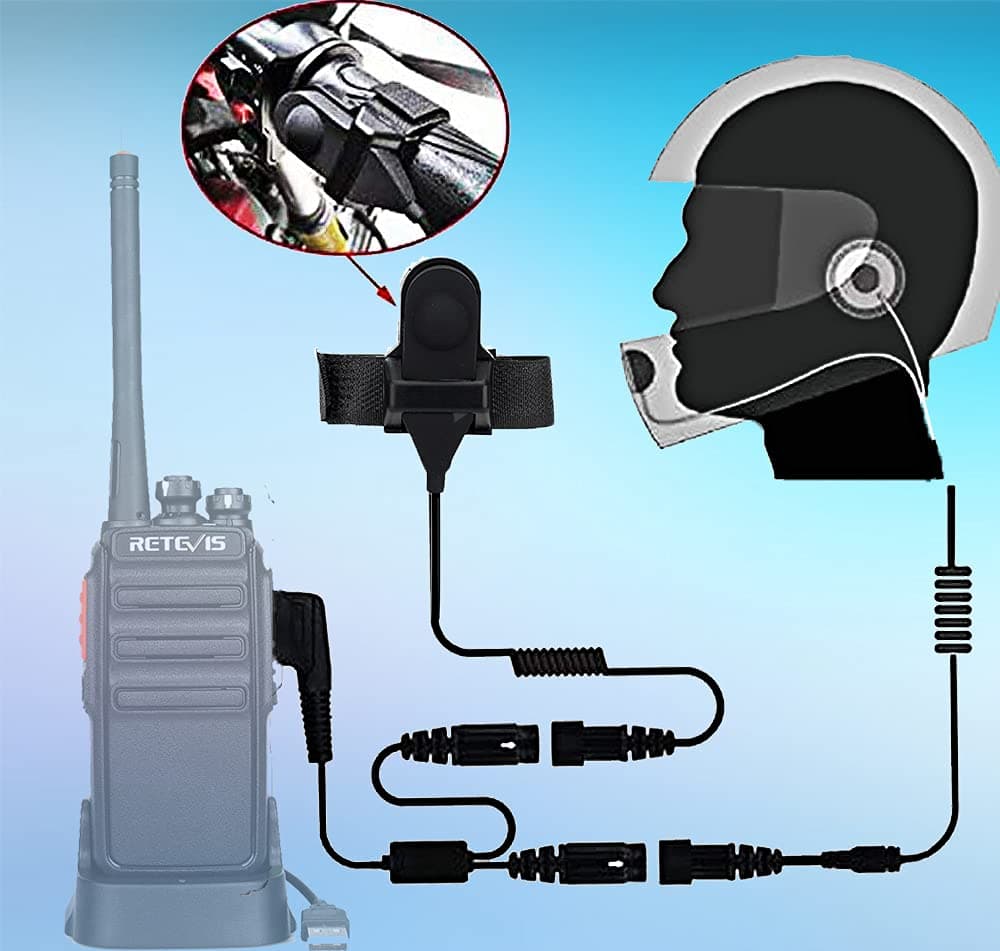 Retevis EHK010 Casco de motocicleta Walkie Talkie, compatible con Retevis RT22 RT21 H-777 RT68 RT19 BAOFENG UV-5R Walkie Talkies, auricular de radio bidireccional con dedo PTT y micrófono (1 paquete) — view 4
