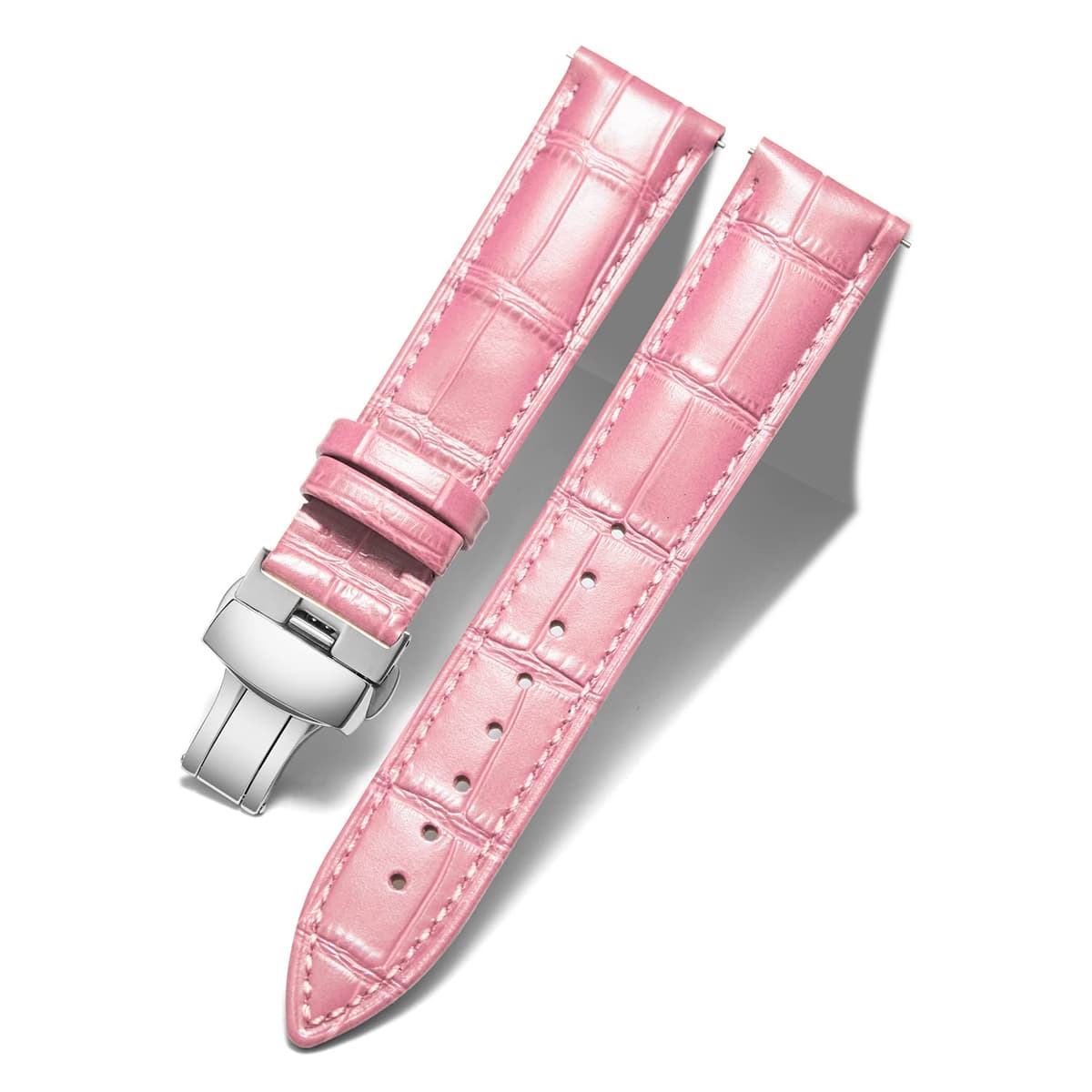 BINLUN Correa de Reloj de Cuero Correa de Piel Repuesto para Hombres/Mujeres con Hebilla de Despliegue Mariposa Plata/Oro/Oro Rosa 12mm-24mm 10 Colores — view 13