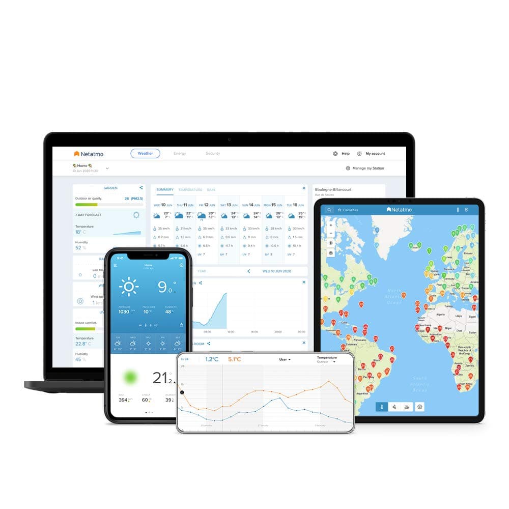 Netatmo Estación Meteorológica Inalámbrica Interior Exterior con Wifi, Compatible con Alexa y Apple HomeKit, NWS01-EC, Plateado, 105x45x45 cm — view 3