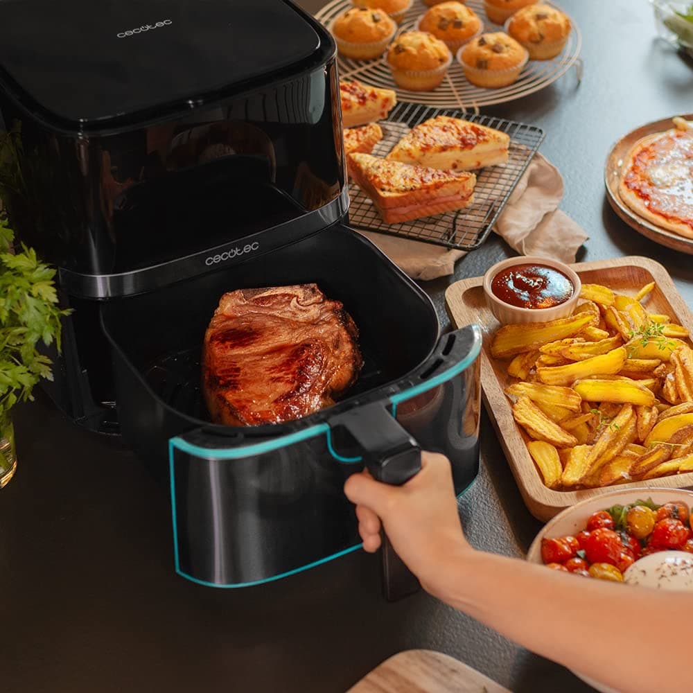 Cecotec Freidora de Aire de 5,5L, Air Fryer, Cecofry Full InoxBlack 5500 Pro. 1700W, Digital, sin Aceite, Panel Táctil, Acabados en Acero Inox, Tecnología PerfectCook, Termostato, 8 Modos — view 5